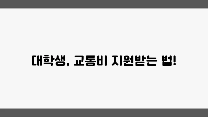 대학생 교통비 지원, 지금 바로 알아보기
