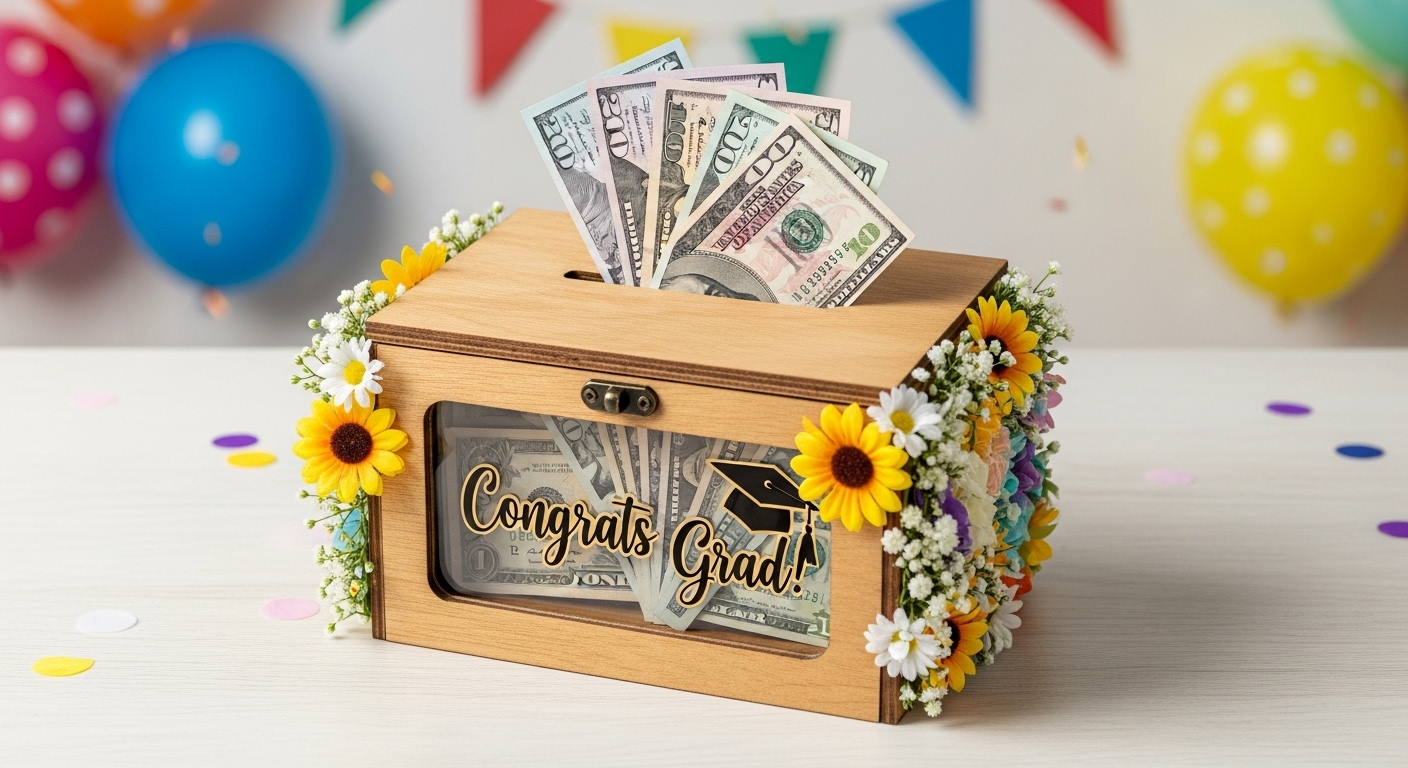 꽃과 현금이 어우러진 이색적인 졸업 축하 용돈 박스