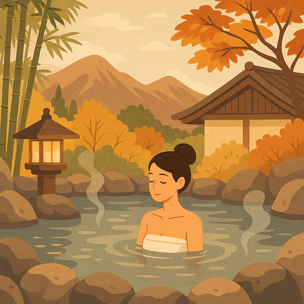 온천하는 여자 모습