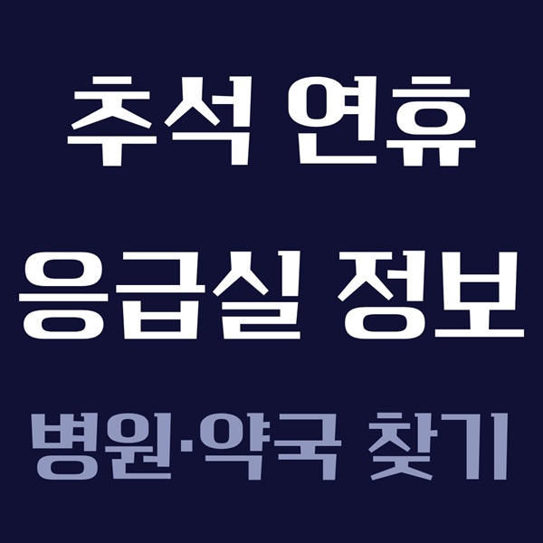 추석 연휴 응급실 정보|성남·광주·이천·여주 병원·약국 찾기