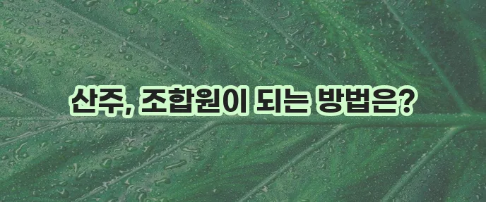 산림조합원 가입 조건