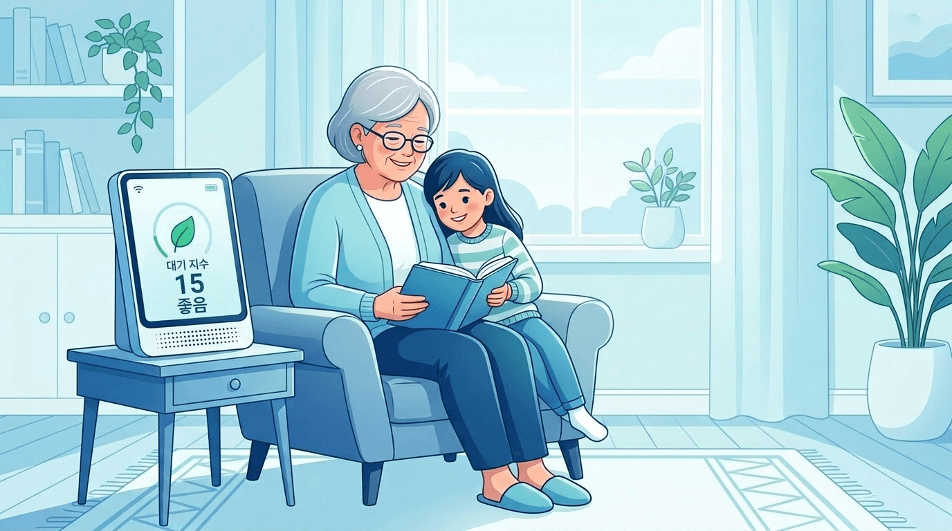 어르신과 어린이 건강 보호 일러스트