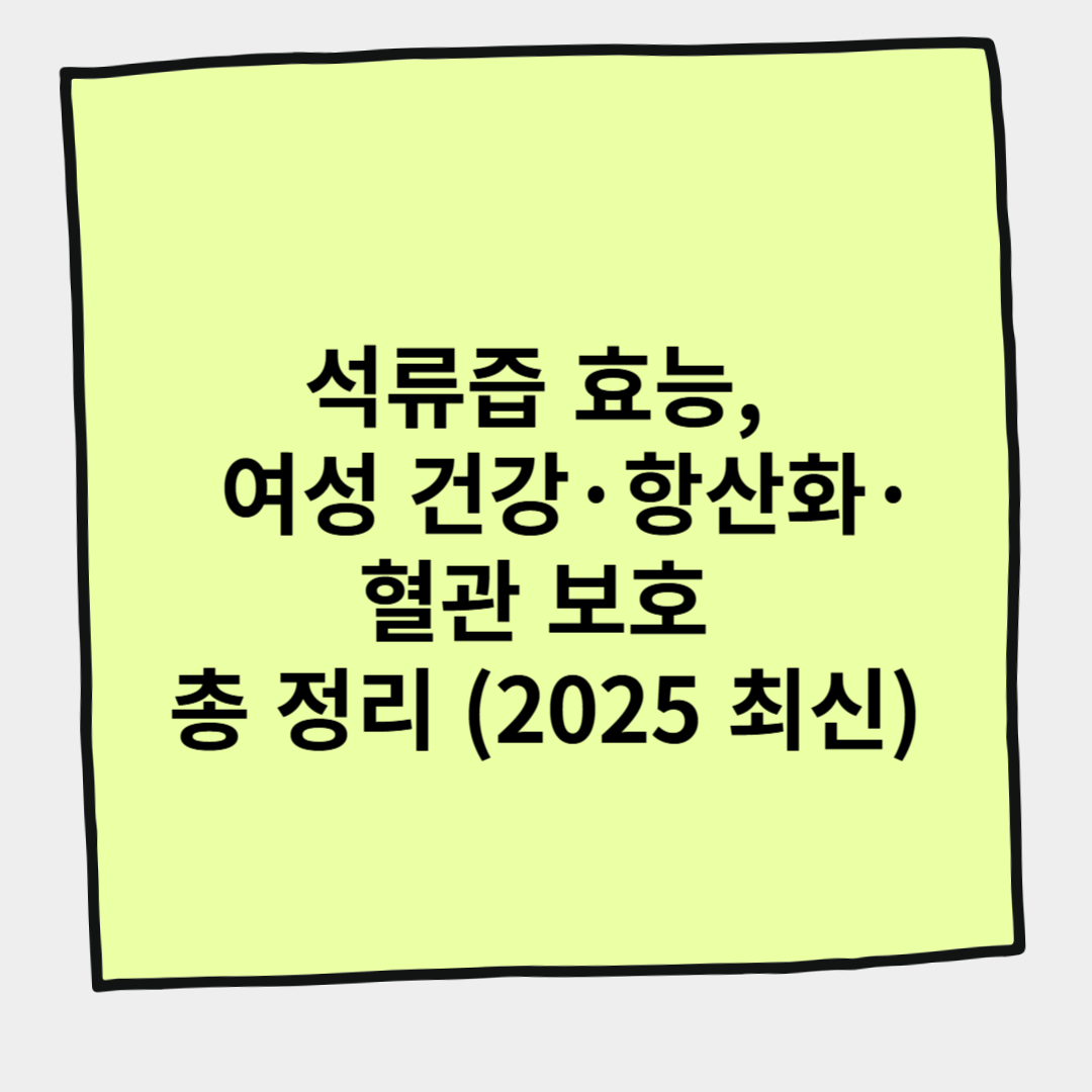석류즙 효능, 여성 건강&middot;항산화&middot;혈관 보호 총 정리 (2025 최신)