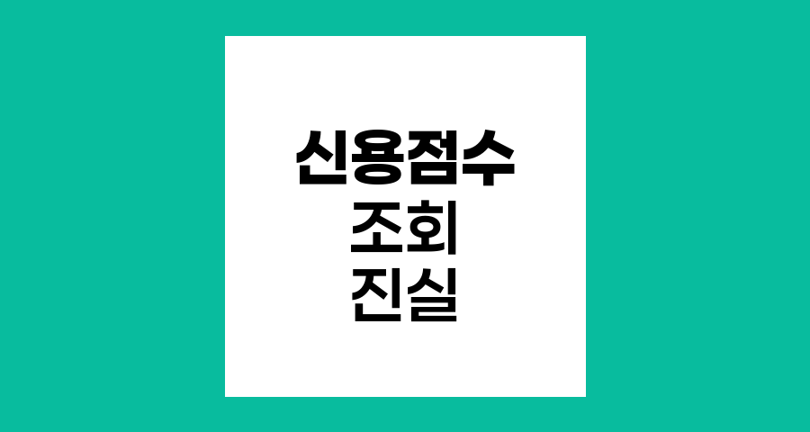신용점수 조회의 진실과 오해