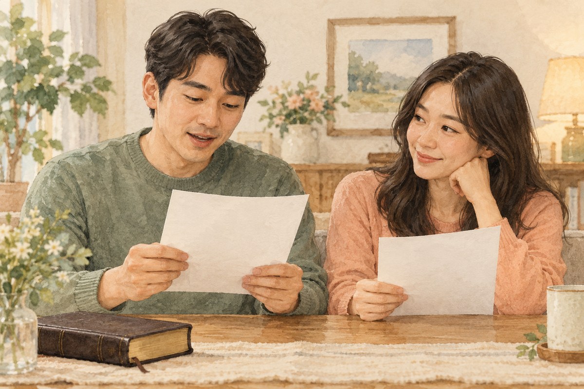 각자 순서지를 들고 함께 교독하는 가족