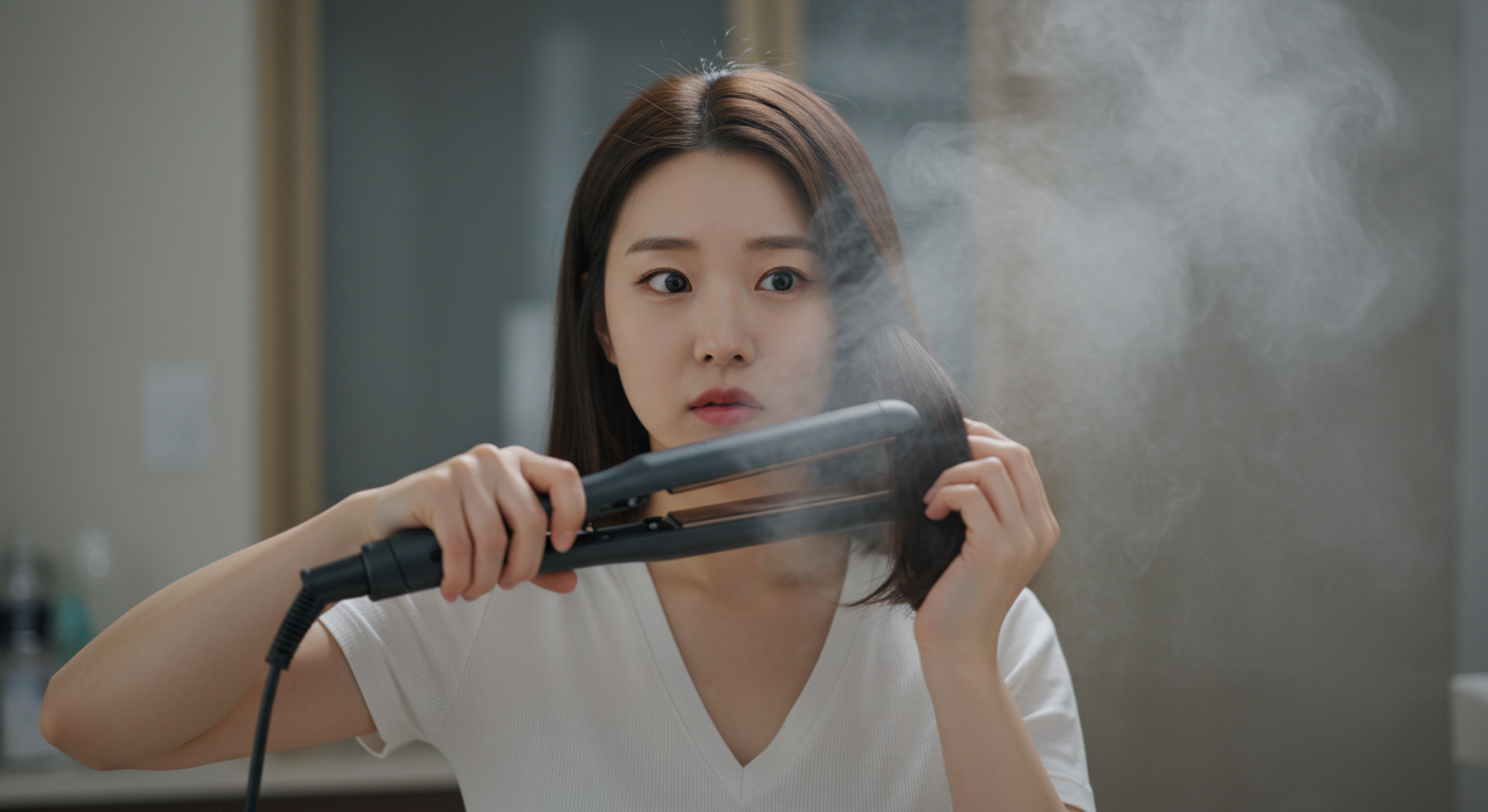 고데기하는 여성