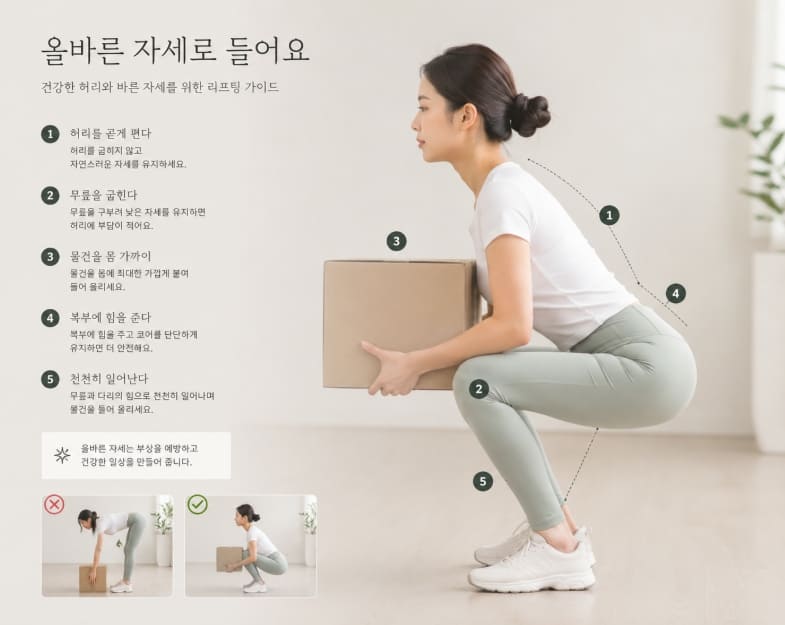 올바른 자세로 드는 사진