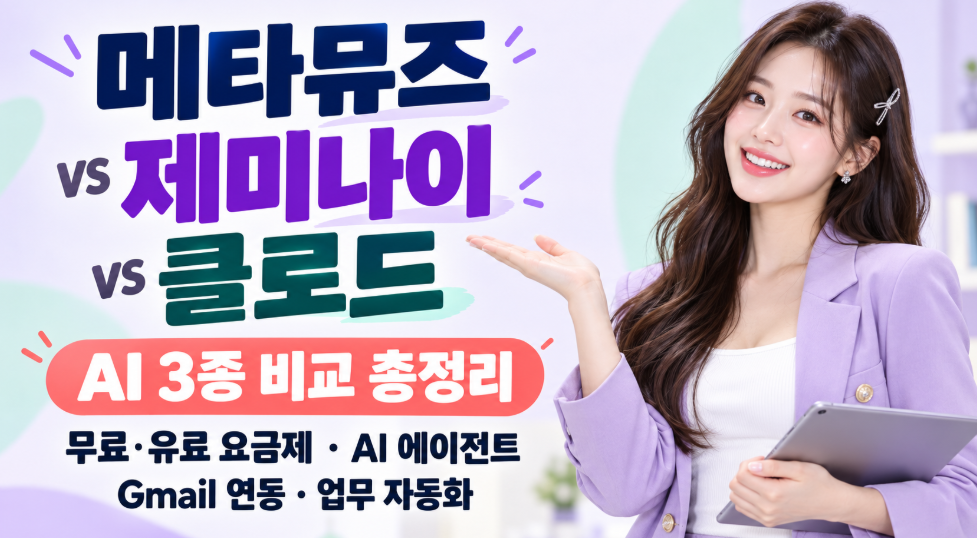 메타뮤즈 vs 제미나이 vs 클로드 비교 총정리|무료·유료 요금제·AI 에이전트·Gmail 연동·업무 자동화 추천