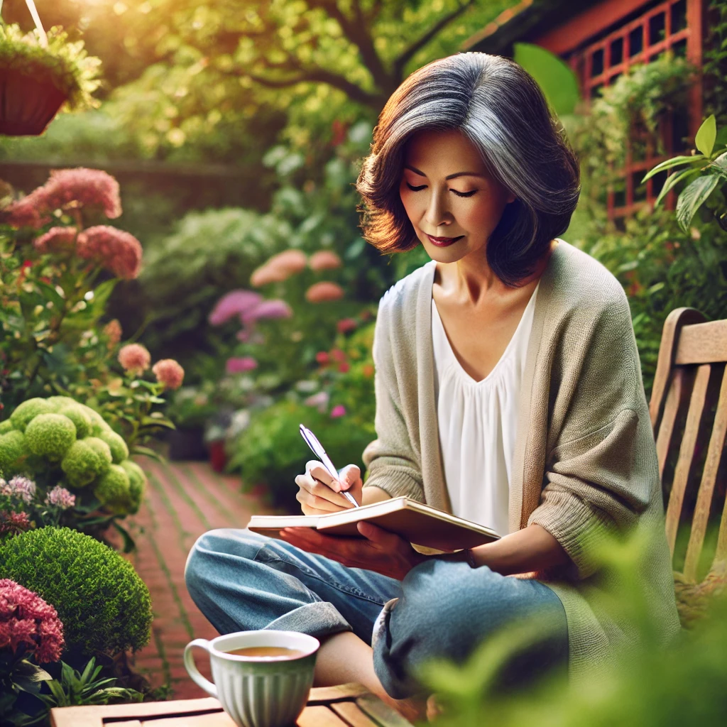 50대 여성 펜과 노트 자격증 공부