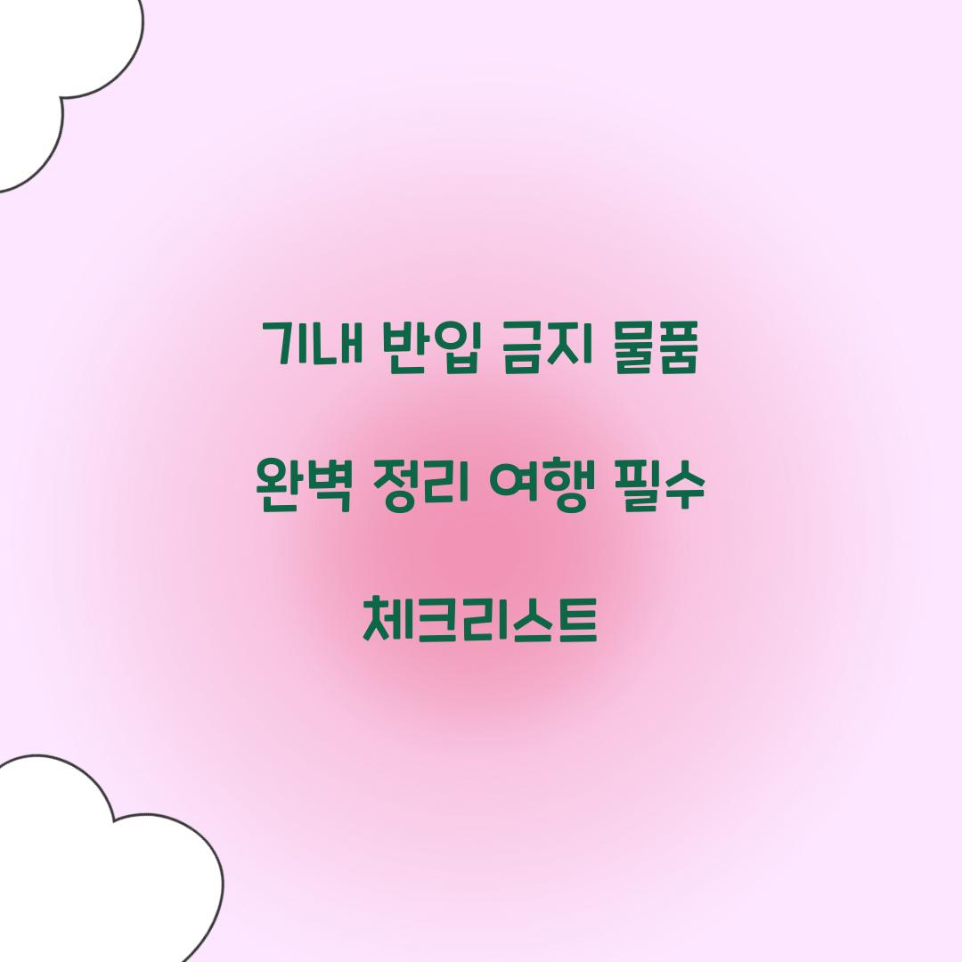 기내 반입 금지 물품