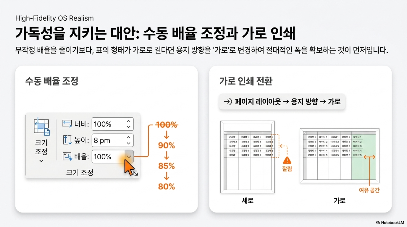 엑셀 인쇄 한 페이지 맞추기 페이지 레이아웃 설정