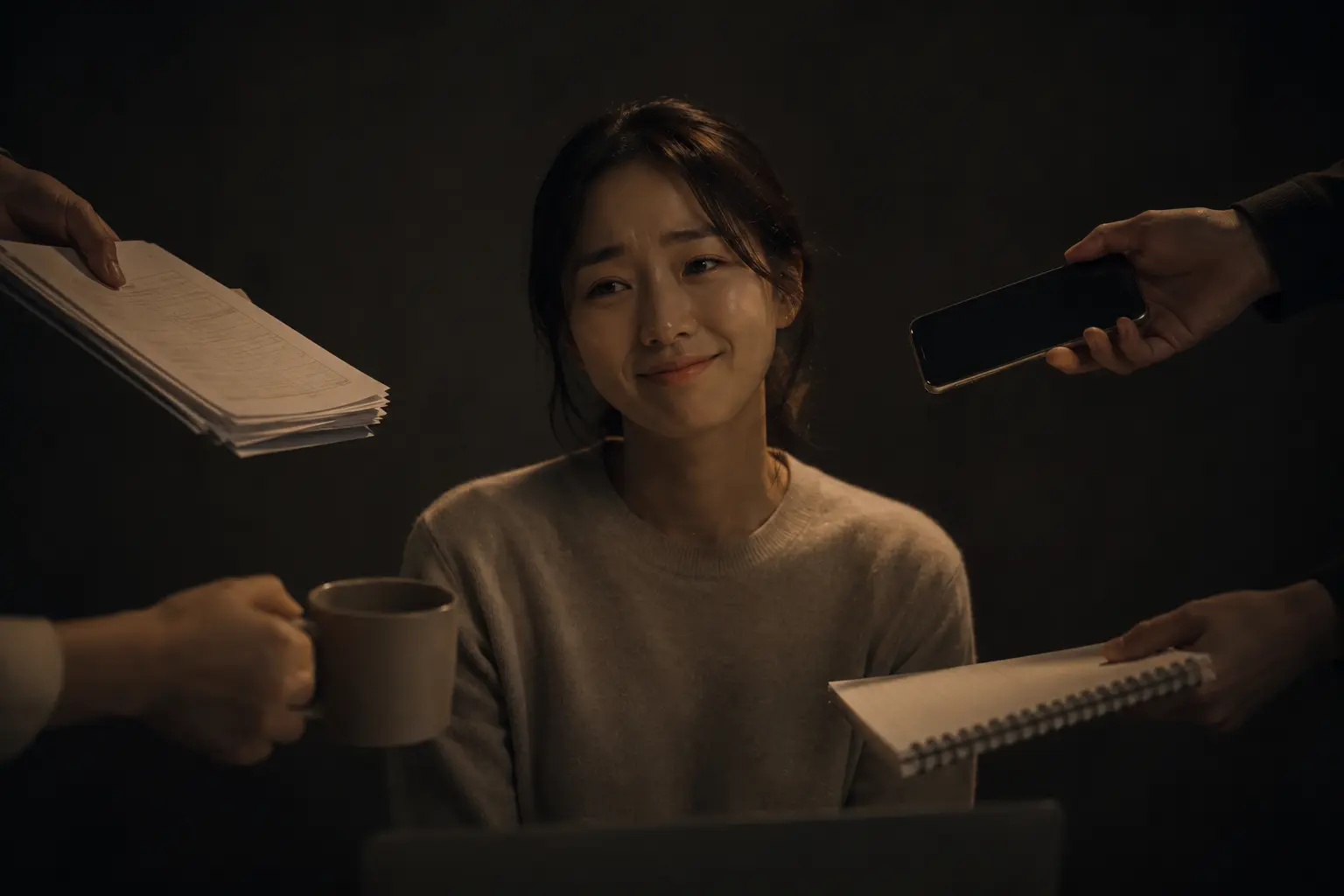 거절하고 싶지만 거절하지 못하는 사람을 표현한 심리 이미지