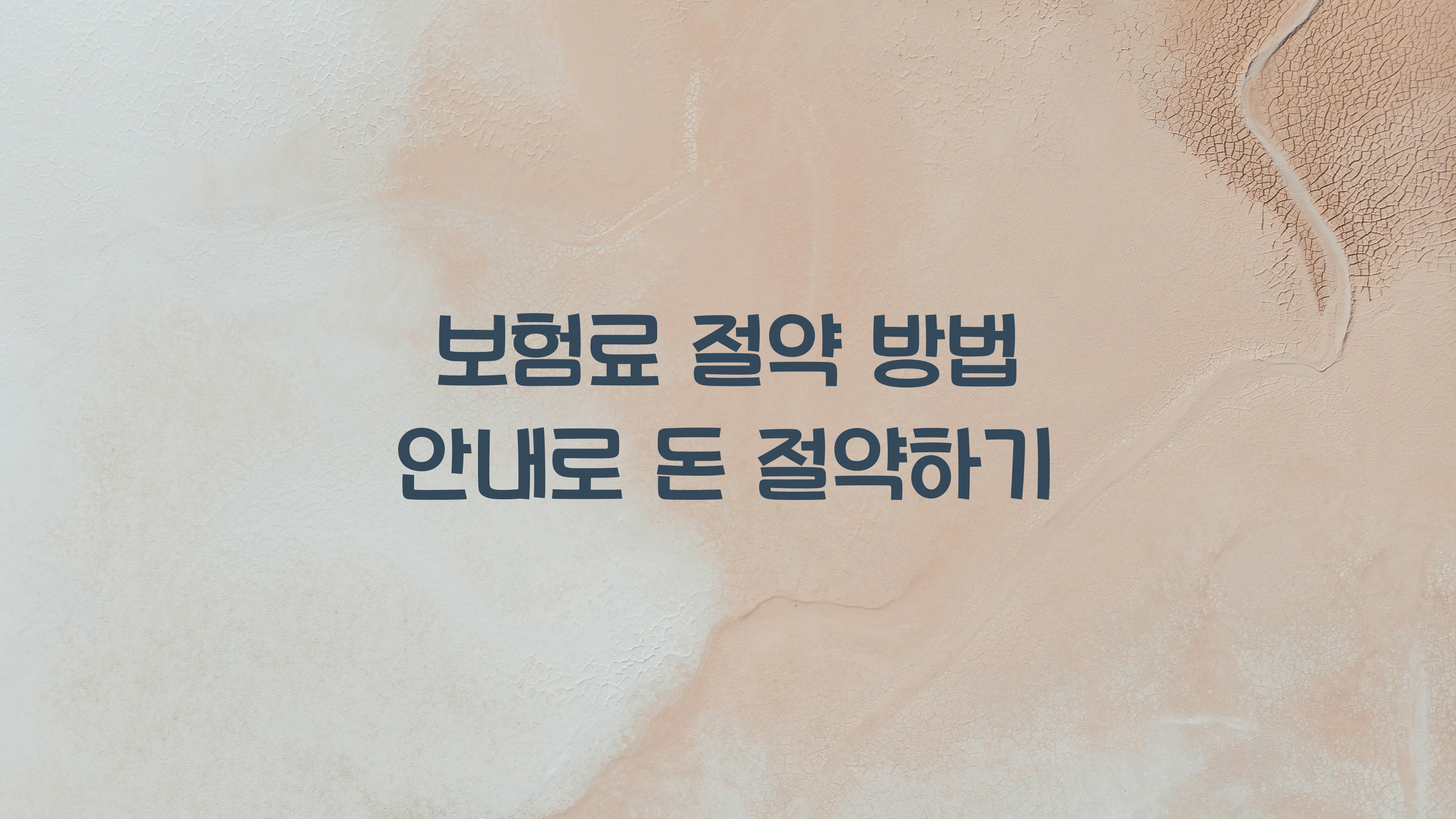 보험료 절약 방법 안내