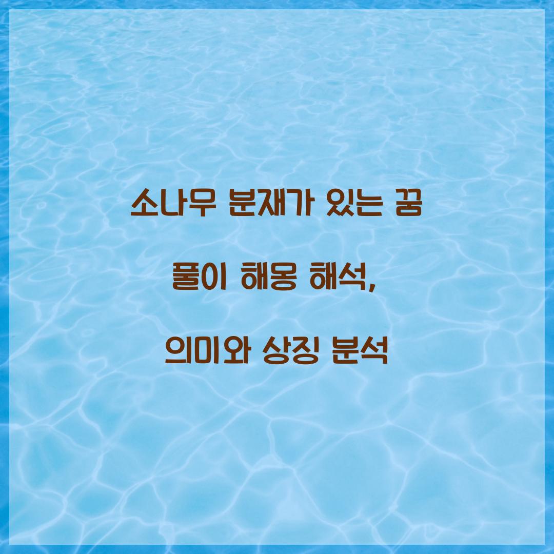 소나무 분재가 있는 꿈 풀이 해몽 해석