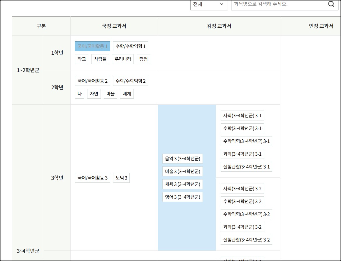 과목 선택하기