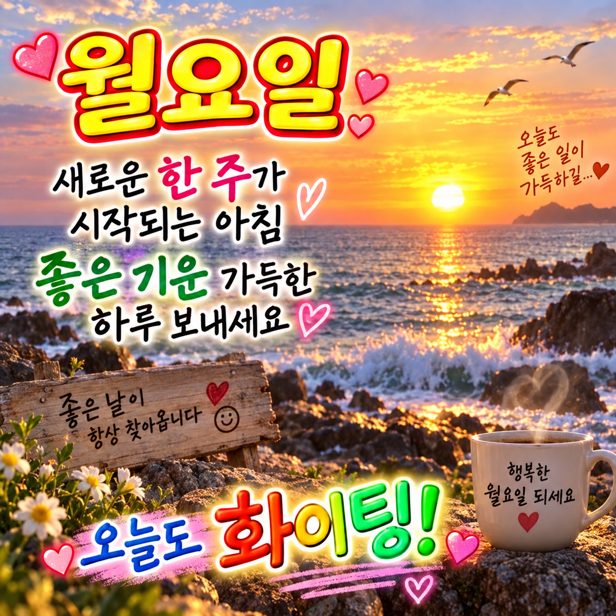 좋은 기운 가득한 월요일 아침 인사 이미지