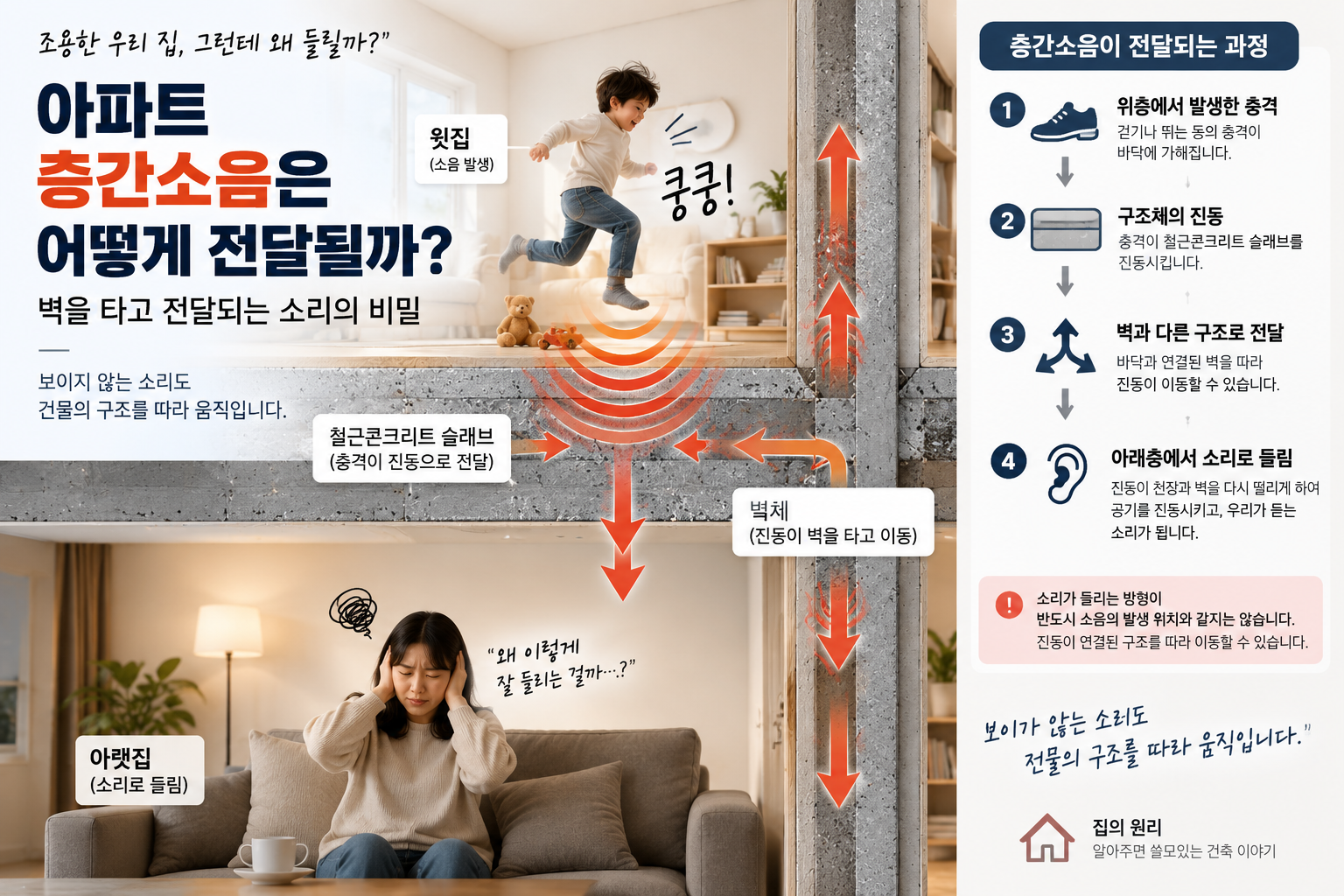 아파트 층간소음이 바닥과 벽을 통해 전달되는 원리