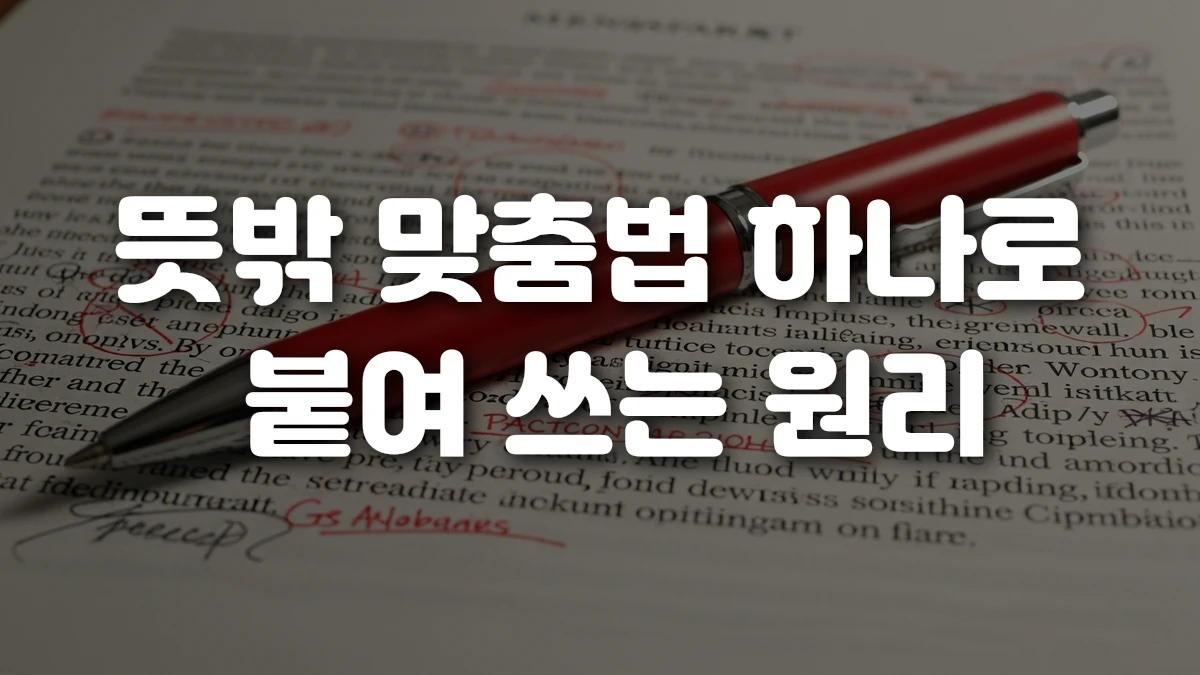 뜻밖 맞춤법 하나로 붙여 쓰는 원리