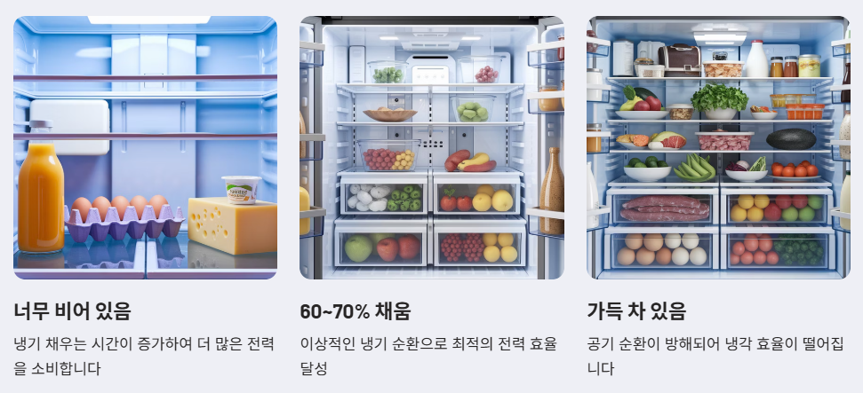냉장고 내부는 60~70%만 채우기