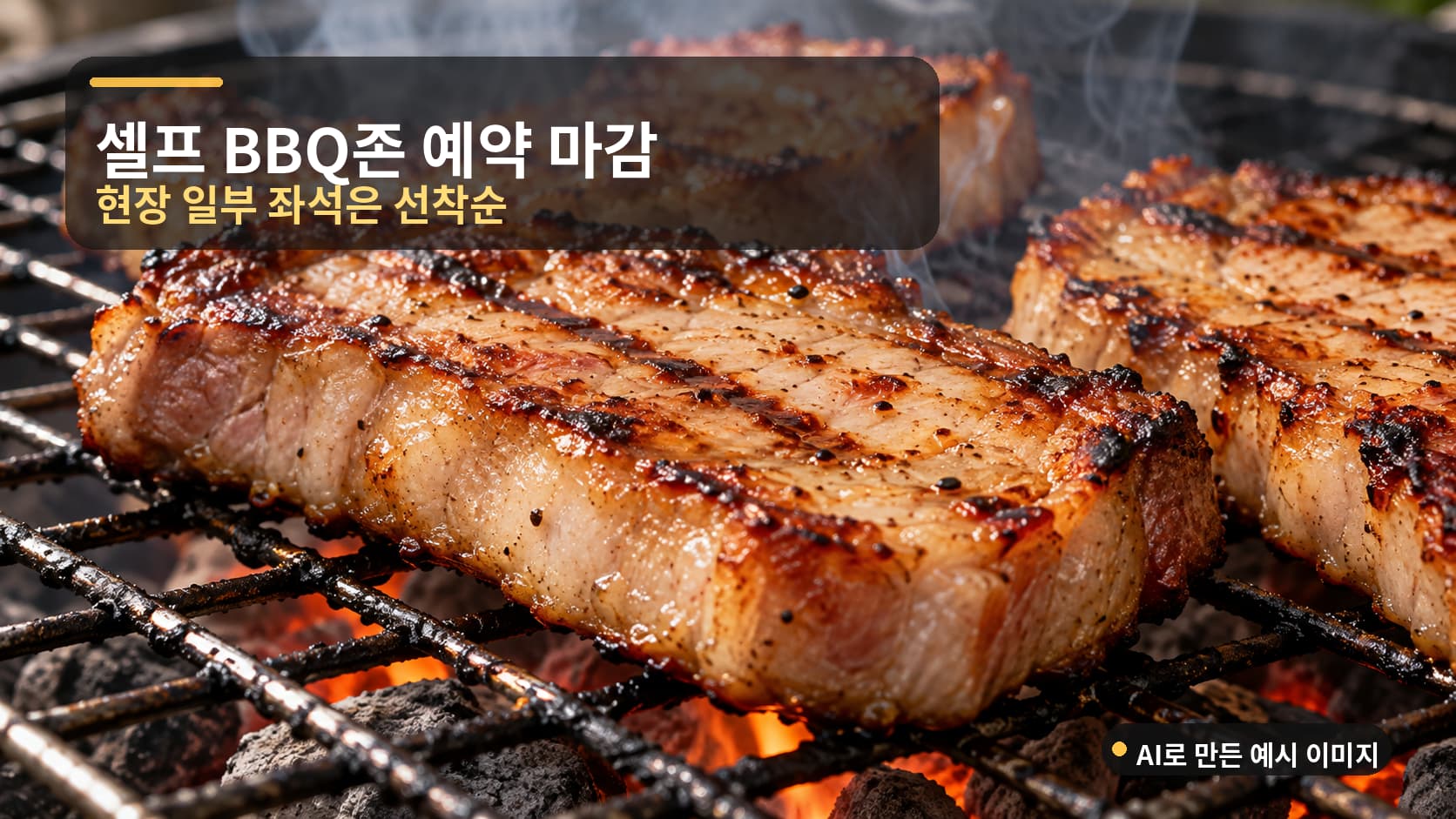 숯불 위에서 구워지는 고기