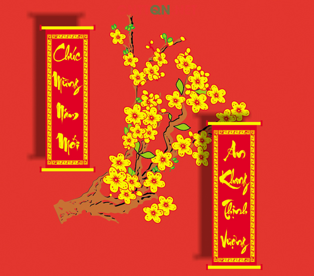 "안 캉 틴 브엉"을 인용한 뗏 그래픽