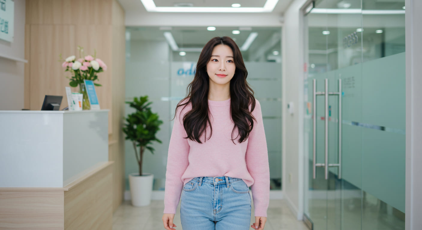 예방접종 후 건강 관리하는 한국인 여성