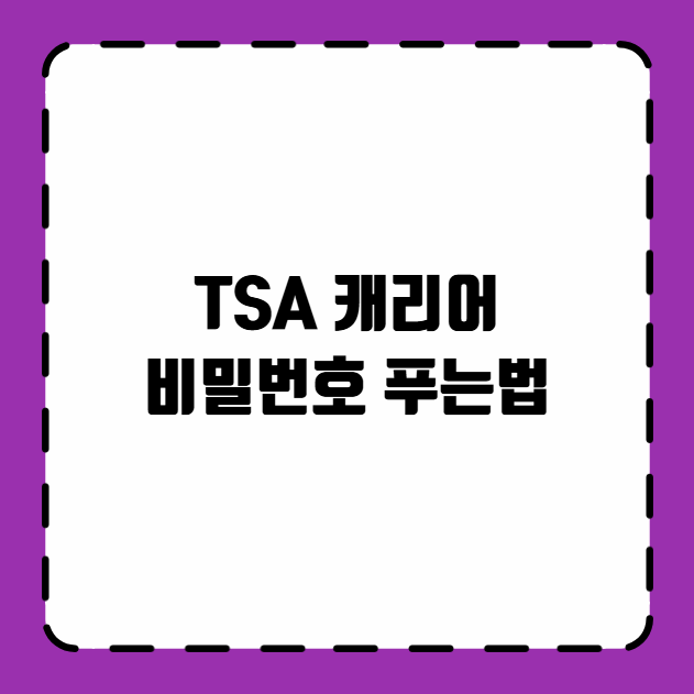 TSA 캐리어 비밀번호 푸는법