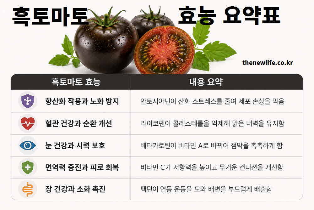 흑토마토 효능 요약표