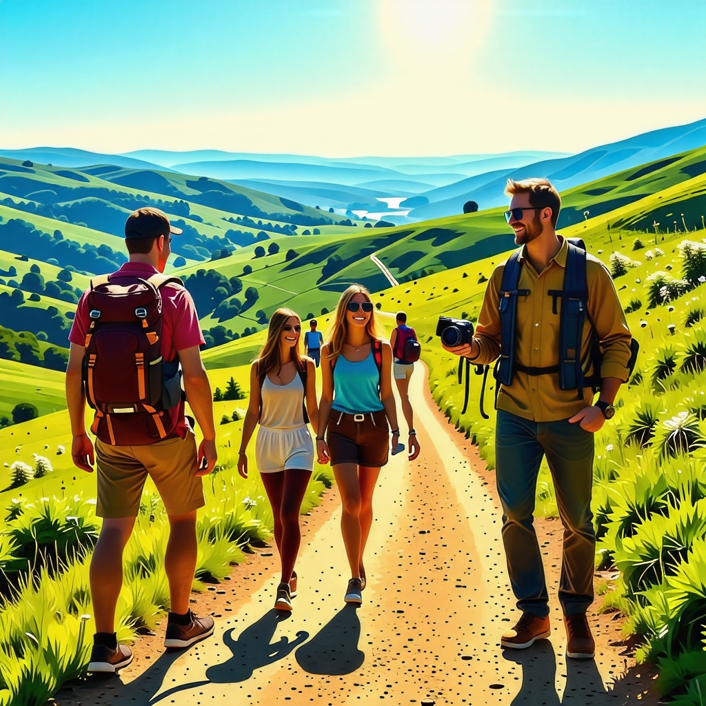 남자2명-여자2명-산길-등산복장