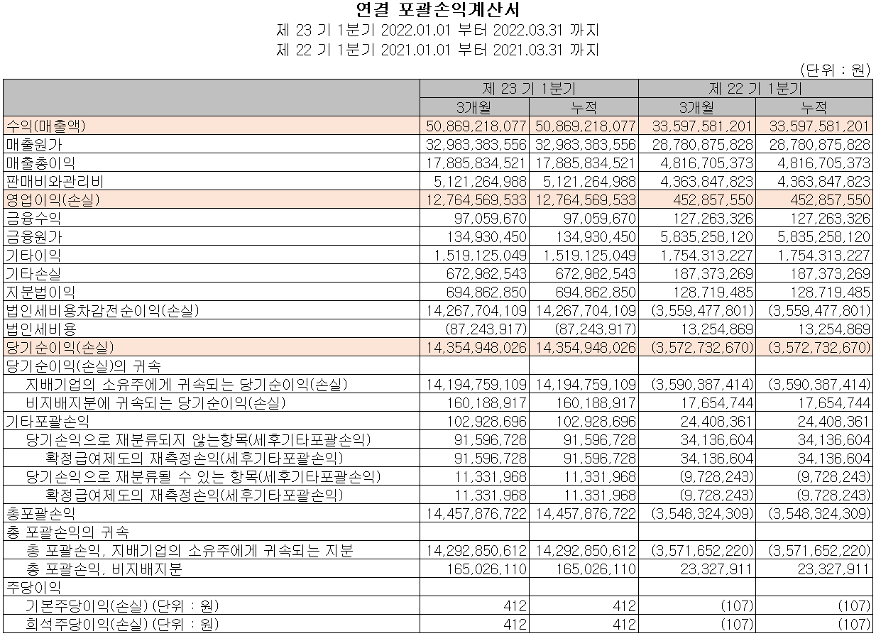 제주반도체 - 손익계산서