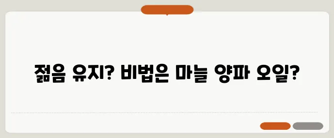지중해식 항산화 식단 1주 마늘 양파 올리브오일이 핵심입니다