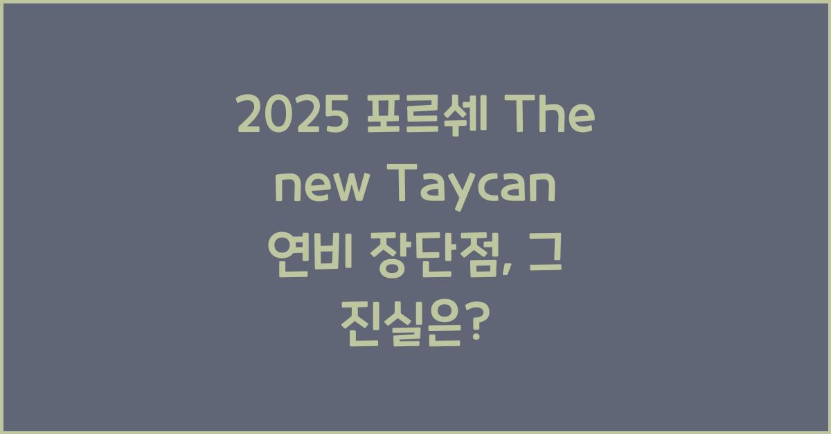 2025 포르쉐 The new Taycan 연비 장단점