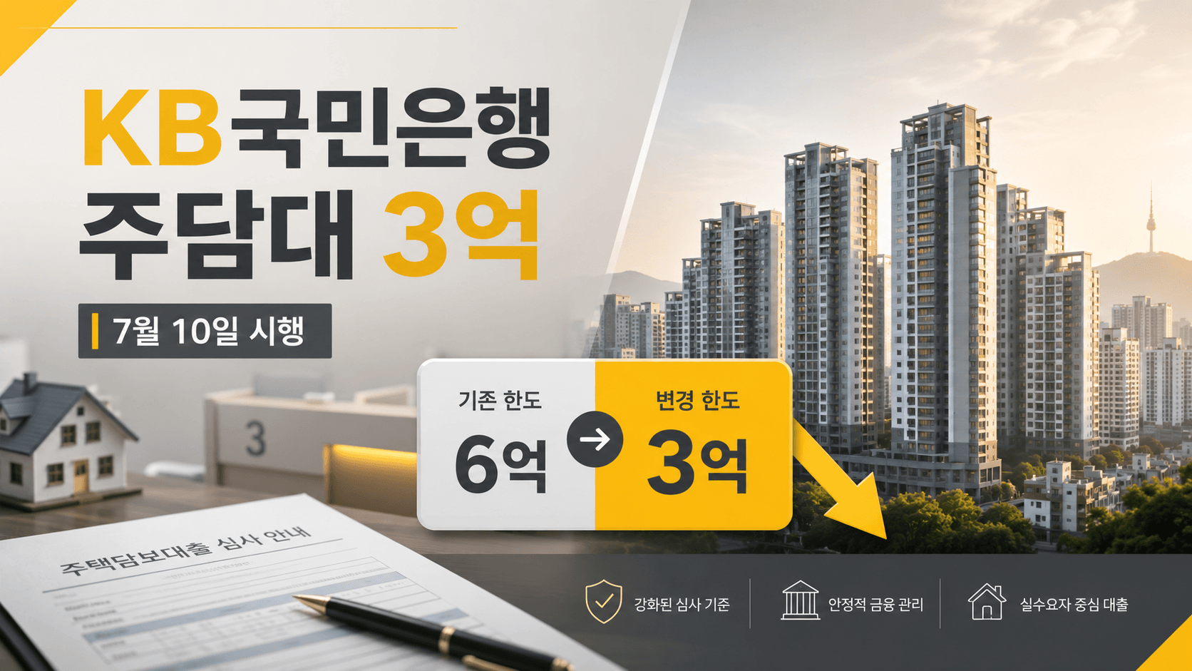 KB국민은행 주담대 한도 3억 제한, 10일부터 대출 계획 다시 짜야 하는 이유
