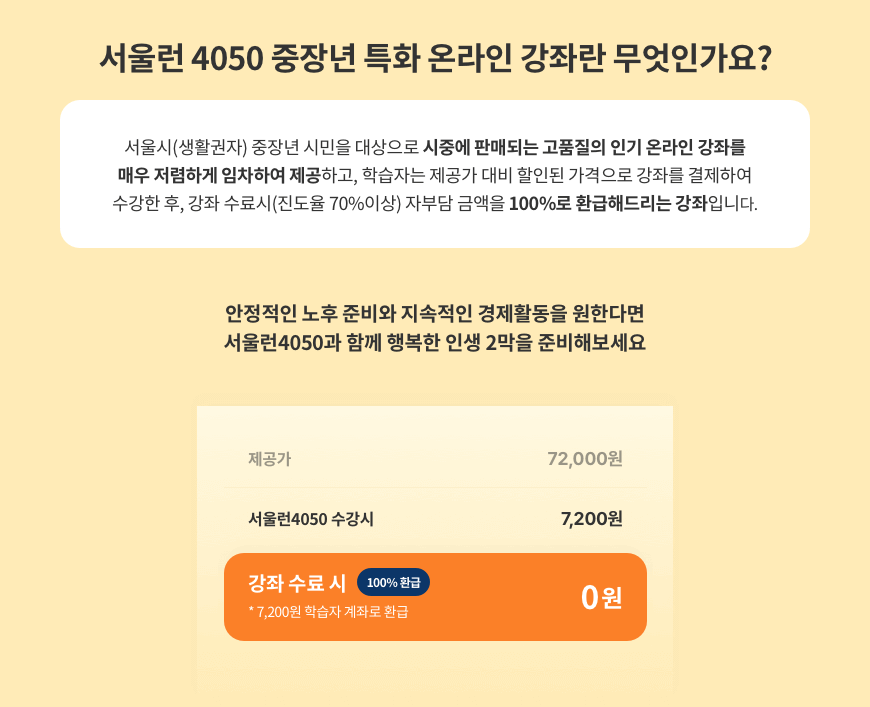 서울런 4050 서울시평생학습포털 중장년 무료 직업역량교육