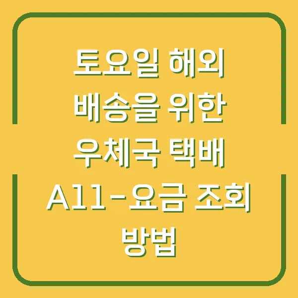토요일 해외 배송을 위한 우체국 택배 A11-요금 조회 방법
