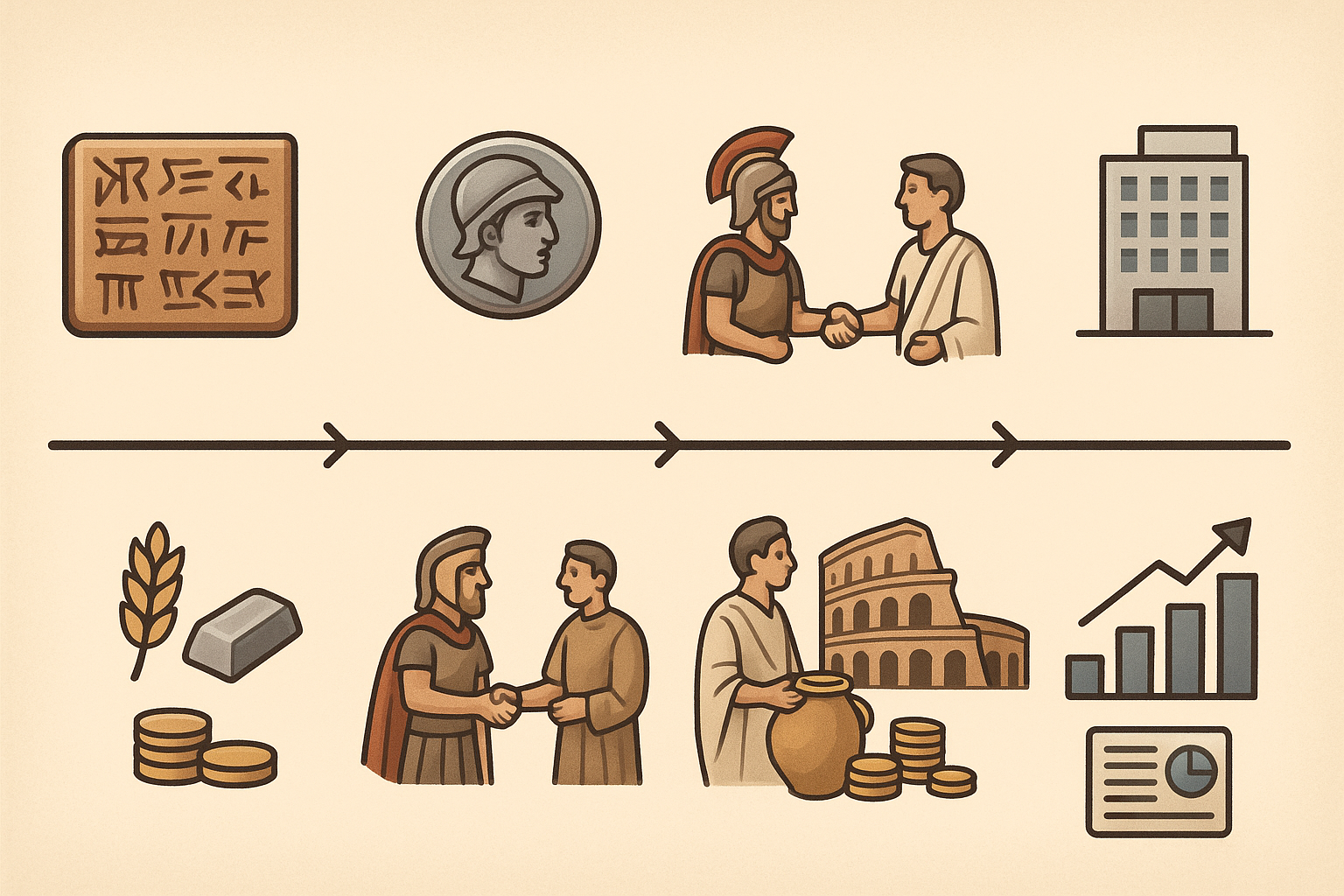 메소포타미아 점토판부터 그리스 급여, 로마 세금, 현대 회계까지 이어지는 고대 화폐와 재테크 흐름