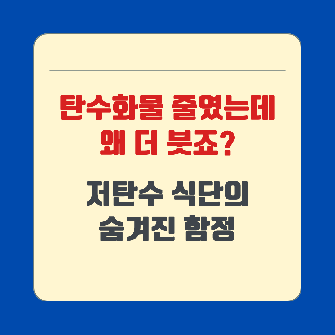 탄수화물 줄였는데 왜 더 붓죠? – 저탄수 식단의 숨겨진 함정