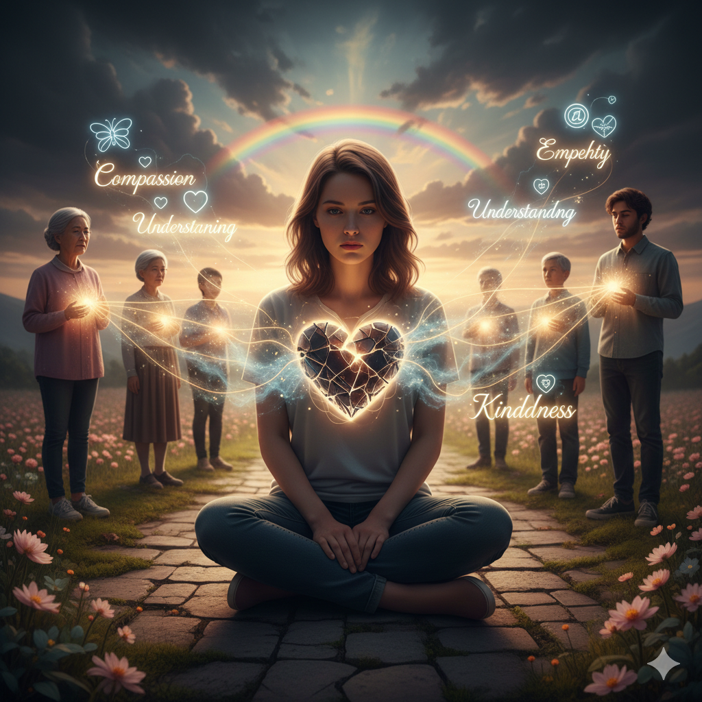 사람의 말에 상처를 입은 후 다시 마음을 회복하는 것 같은 사진