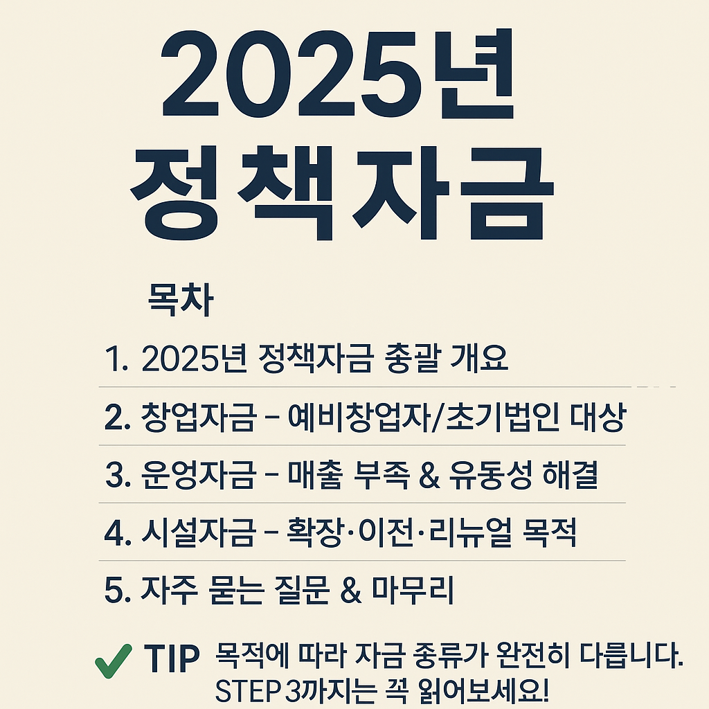 정부정책자금 무엇인지?