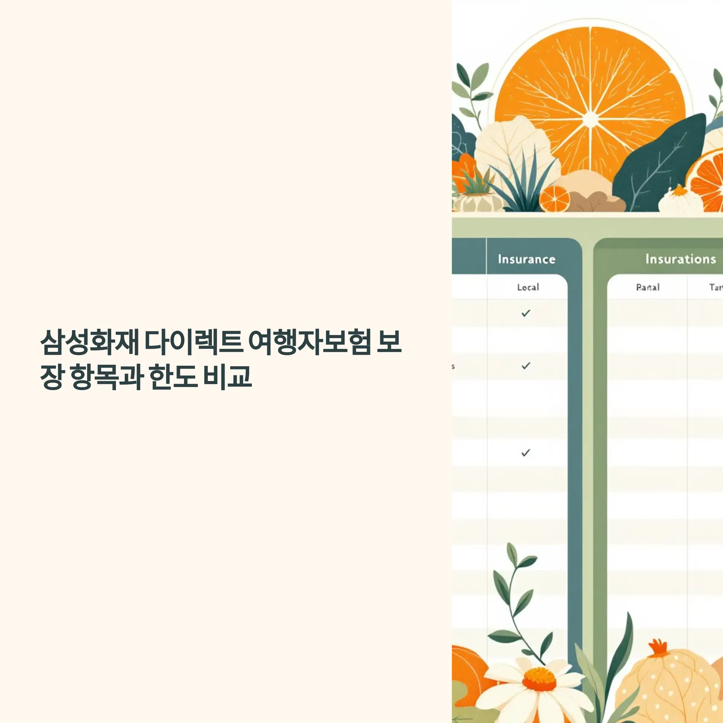 삼성화재 다이렉트 여행자보험 보장 항목과 한도 비교