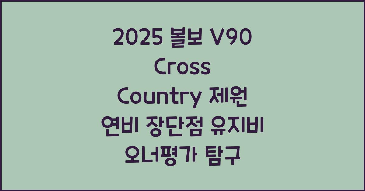 2025 볼보 V90 Cross Country 제원 연비 장단점 유지비 오너평가