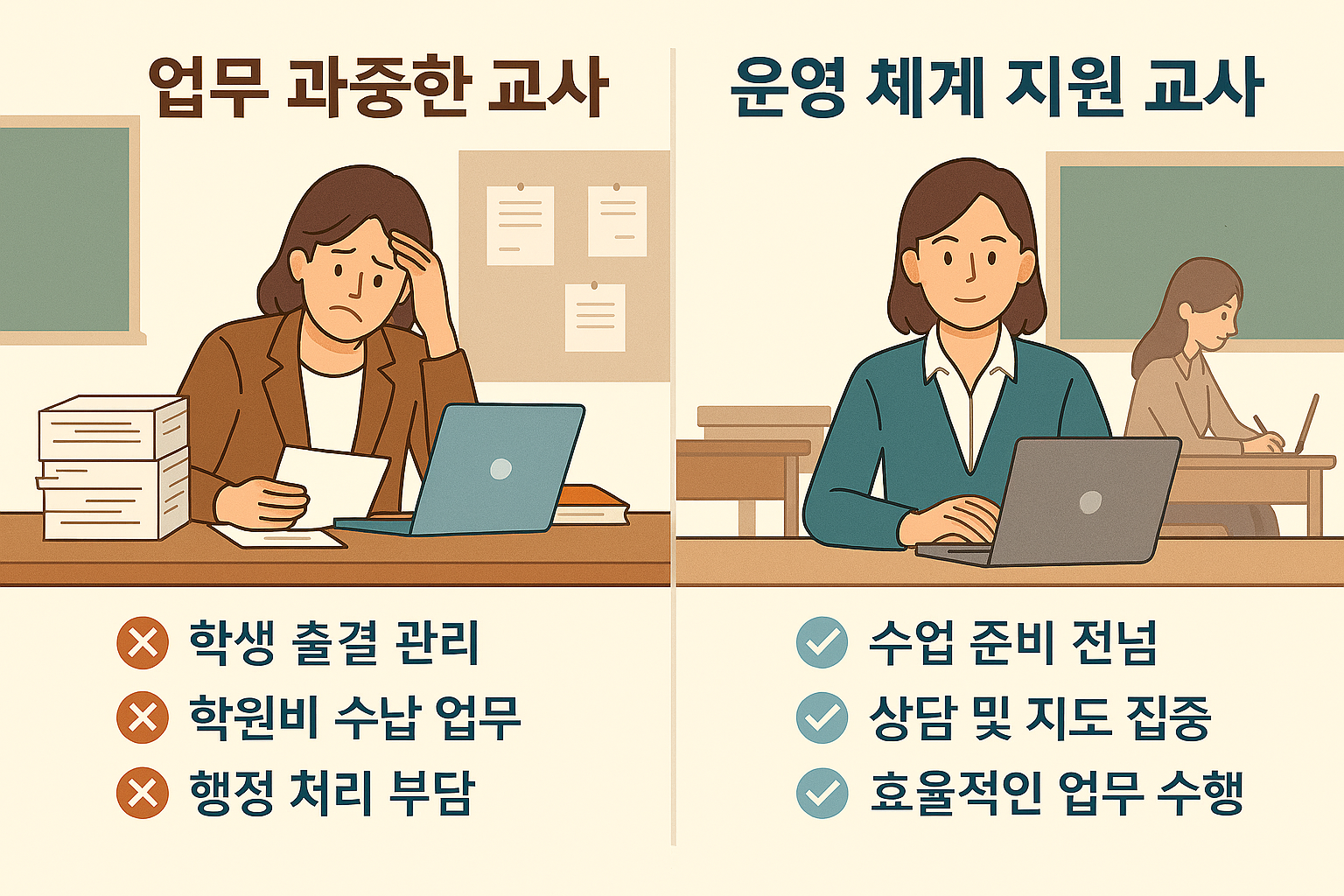업무과중한vs적절한교사