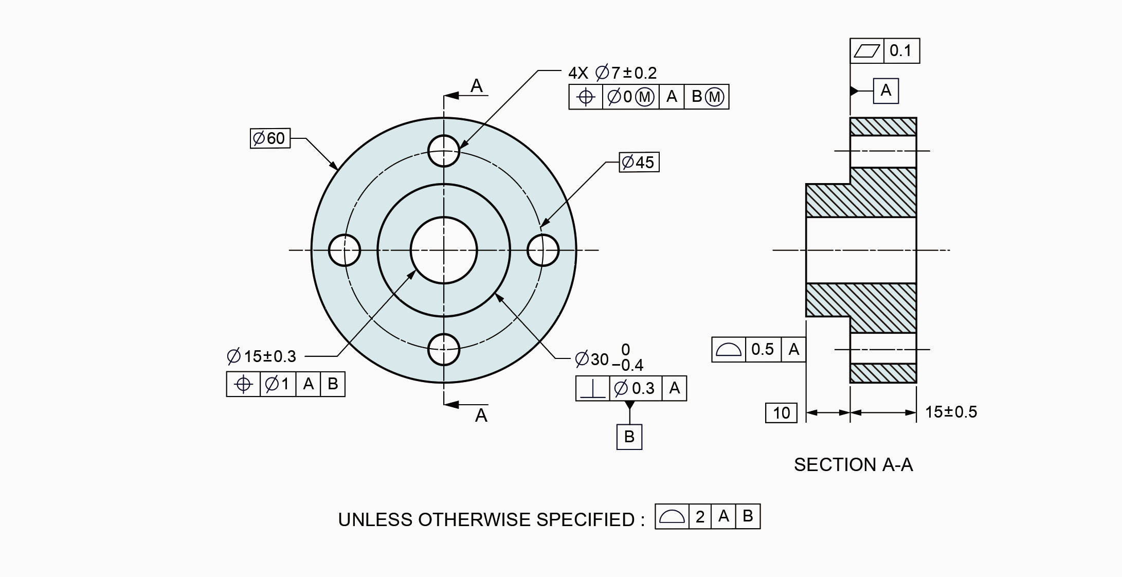 기하공차 해석하기 예제