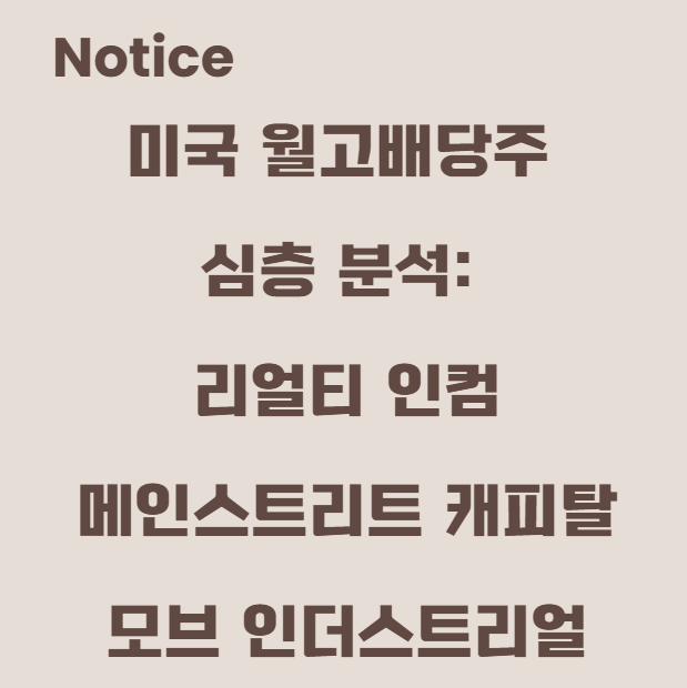 미국 월고배당주 심층 분석: 리얼티 인컴, 메인스트리트 캐피탈, 모브 인더스트리얼
