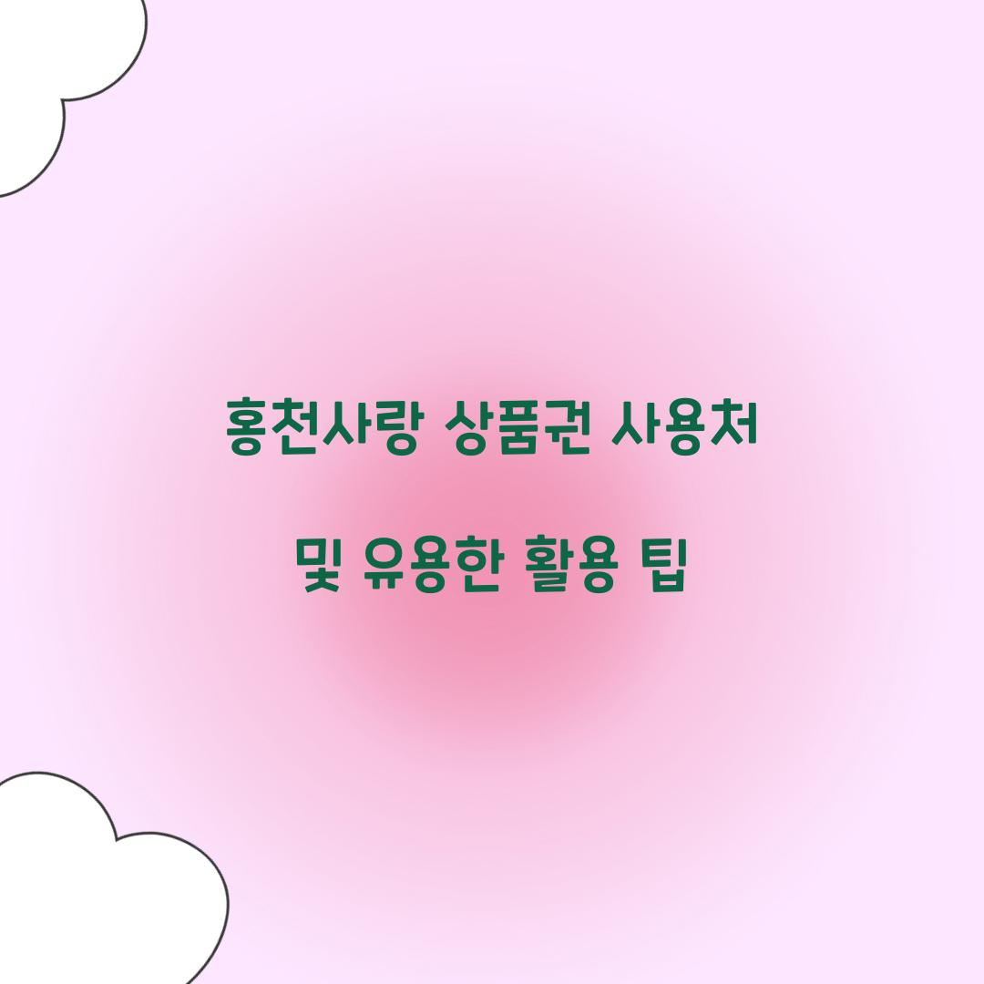 홍천사랑 상품권 사용처