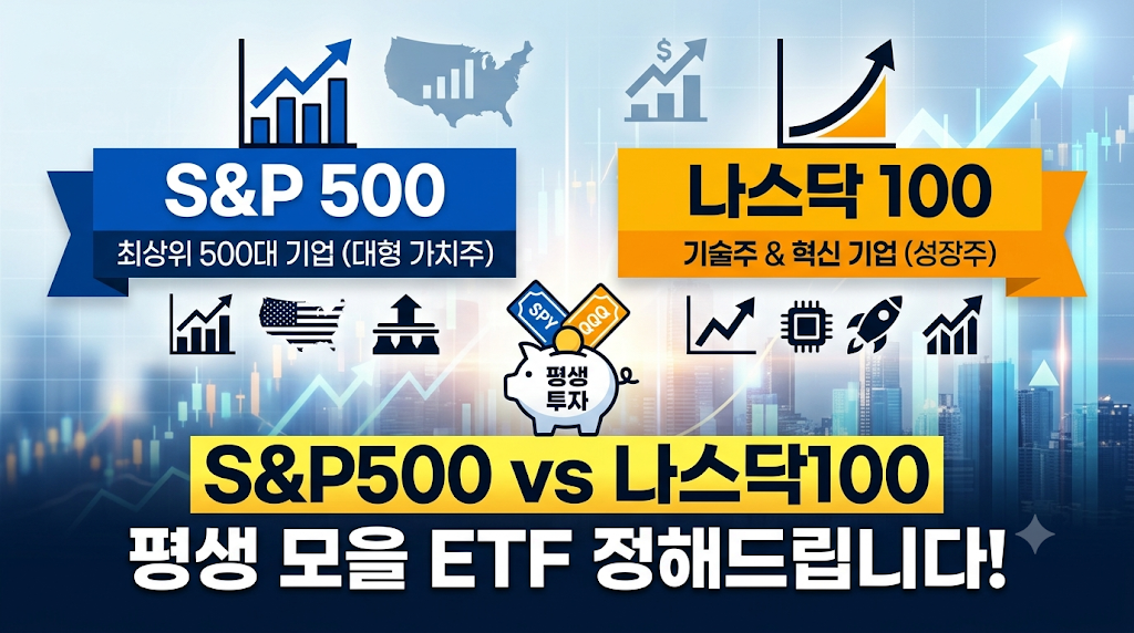평생 모을 ETF 고민, S&amp;P 500 vs 나스닥 100 (비중조절, 장기투자, 계좌전략)