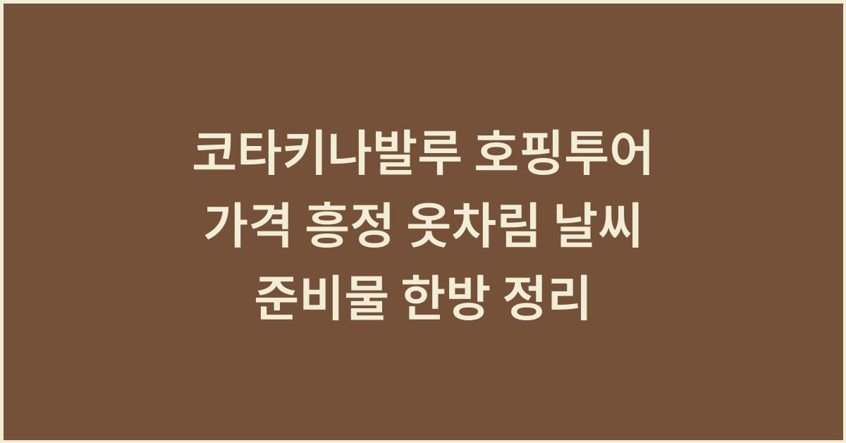 코타키나발루 호핑투어 가격 흥정 옷차림 날씨 준비물 한방 정리