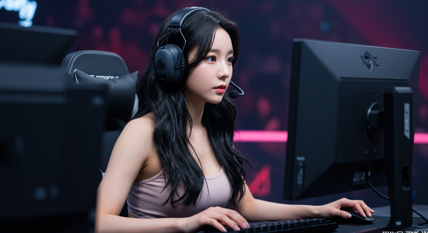 e스포츠 게임 참가중인 여성