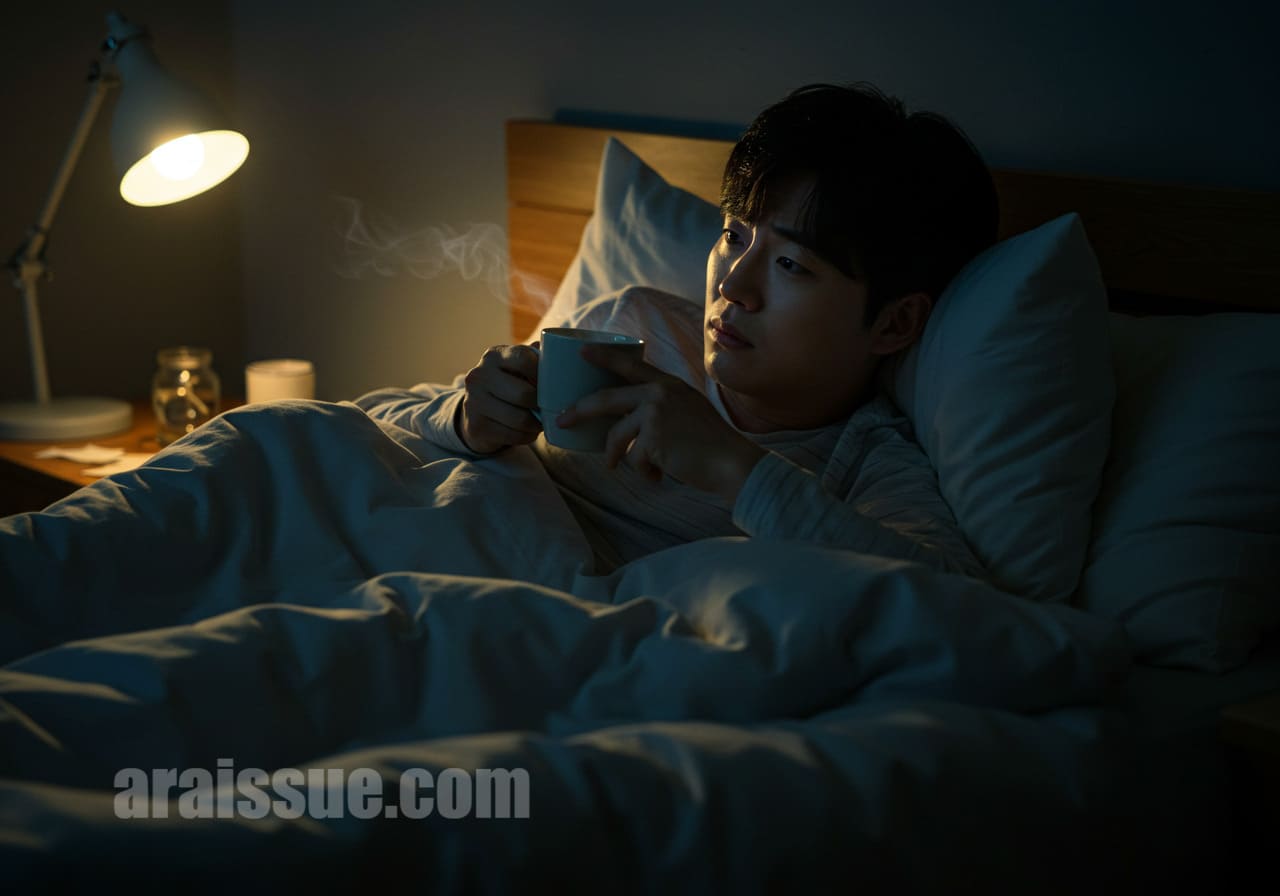 커피로 인해 잠 못 드는 장면 묘사