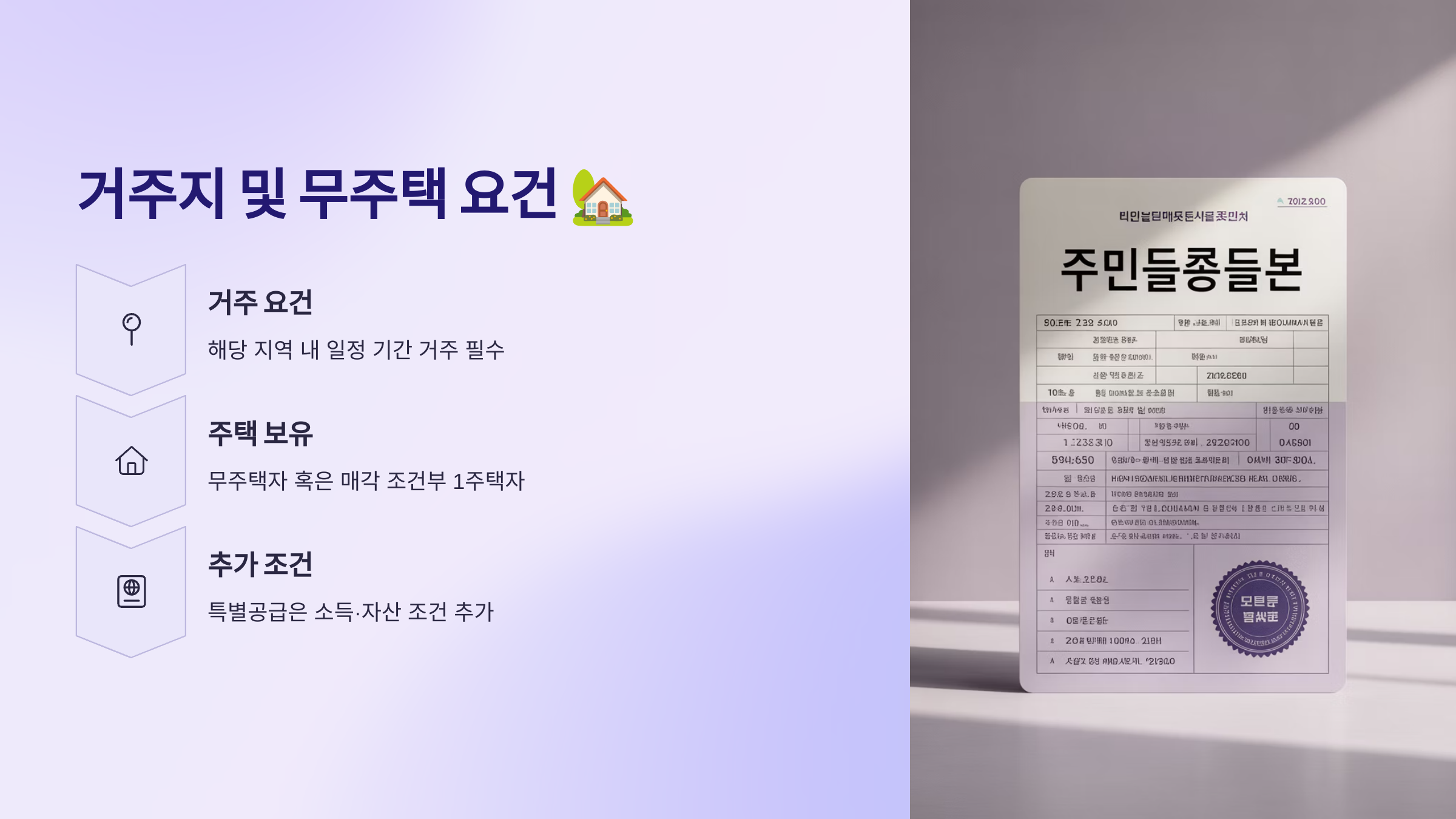 거주지 및 무주택 요건